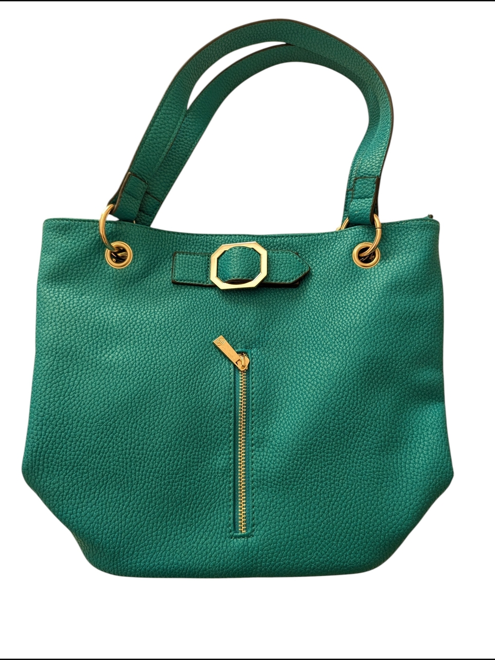 Turquoise teal Pebbled Tote with Gold Hardware